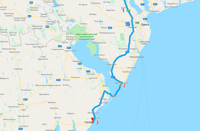 Схема проїзду до автокемпінгу біля села Курортне