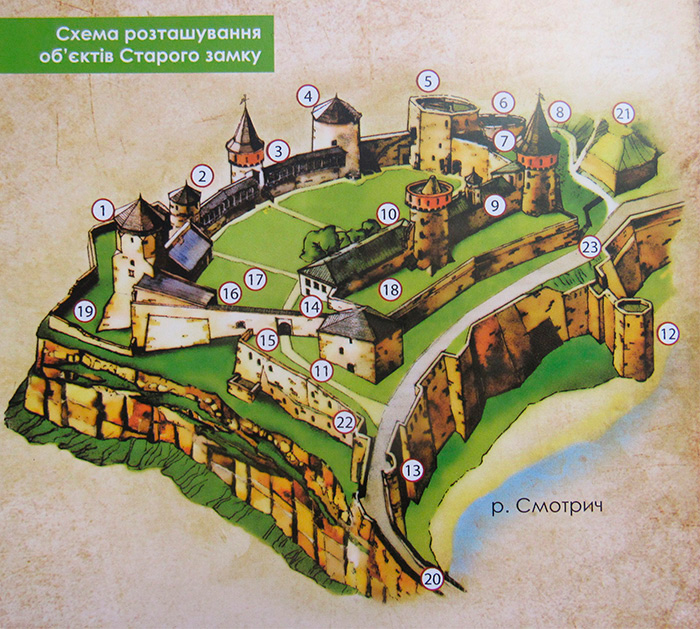 Схема розташування об’єктів Старого замку