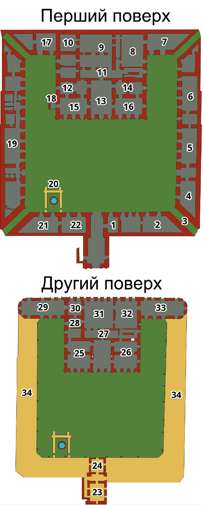 Схема розташування приміщень Збаразького замку